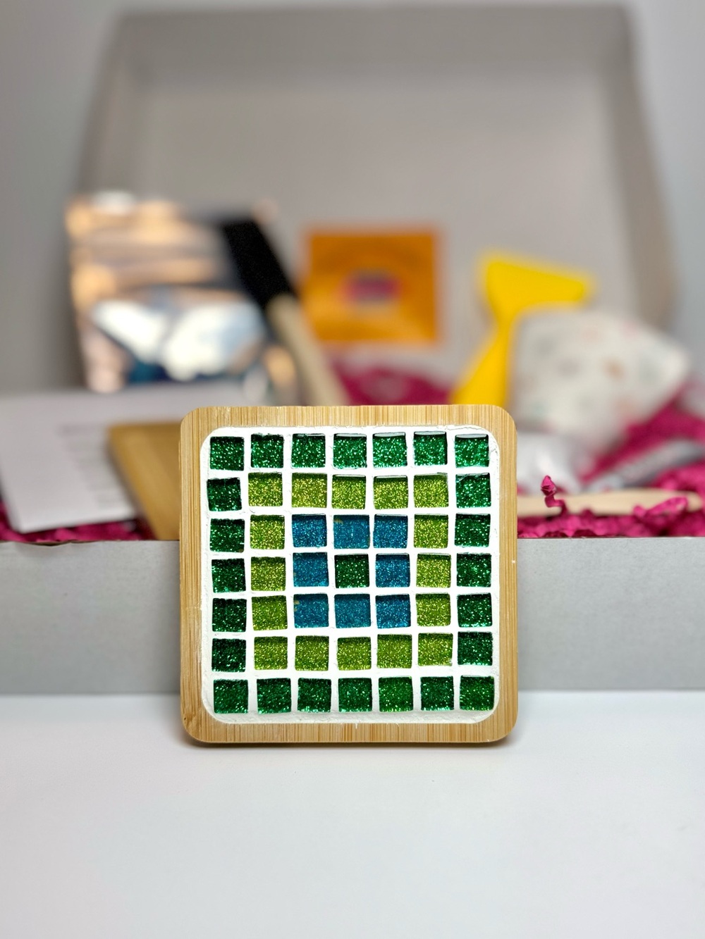 DIY Mosaic Tile Coaster Making Kit- Green